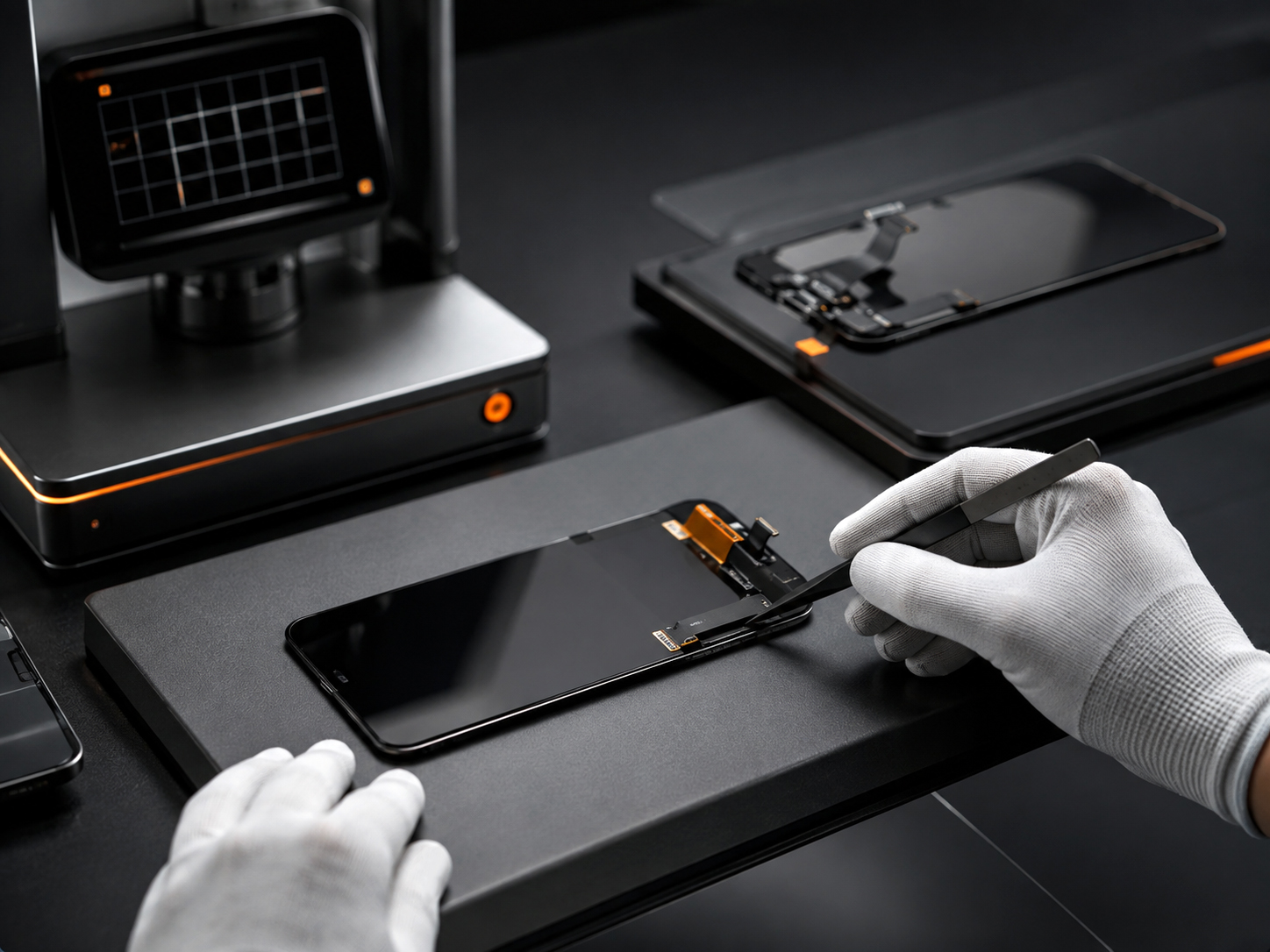 Mobile display assembly quality testing and assembly inspection workstation